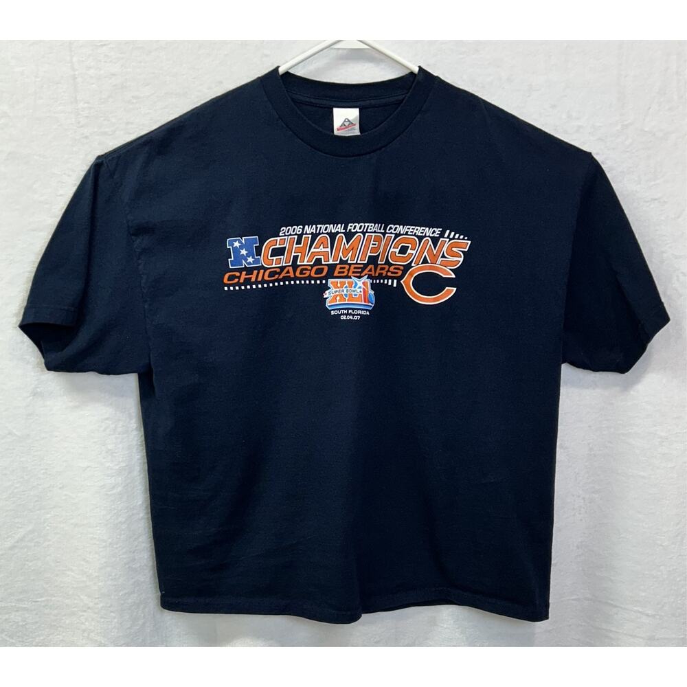 2006 NFC Champions Chicago Bears Super Bowl XLI T-Shirt Mens 2XL Navy Blue